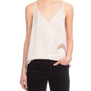 ATM Fringe-Trimmed Satin Cami Top